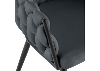 Chaise de salle à manger Molise en velours gris foncé