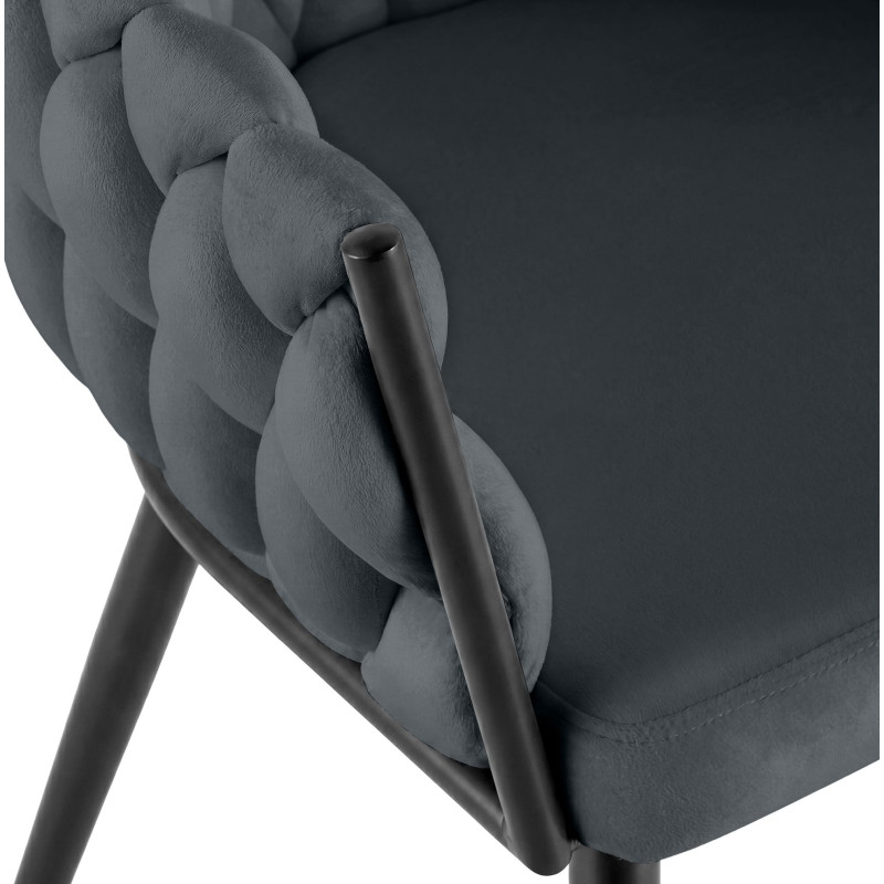 Silla de comedor Molise en terciopelo gris oscuro