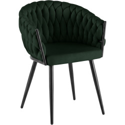 Chaise de salle à manger Molise en velours vert