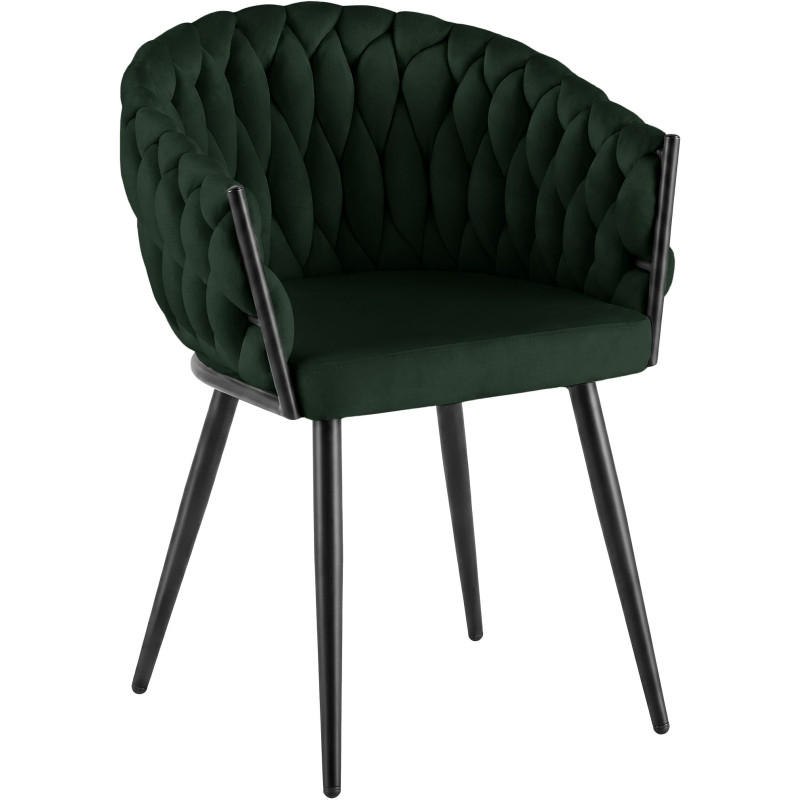 Chaise de salle à manger Molise en velours vert