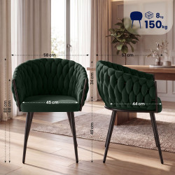 Chaise de salle à manger Molise en velours vert