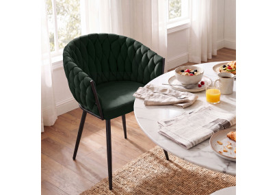 Chaise de salle à manger Molise en velours vert