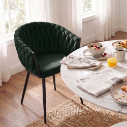 Chaise de salle à manger Molise en velours vert