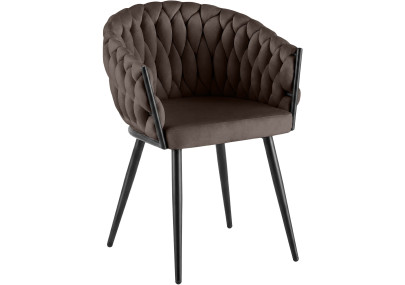 Chaise de salle à manger Molise en velours brun