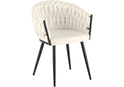 Chaise de salle à manger Molise en velours crème