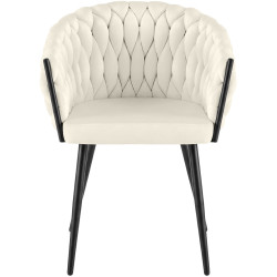 Chaise de salle à manger Molise en velours crème