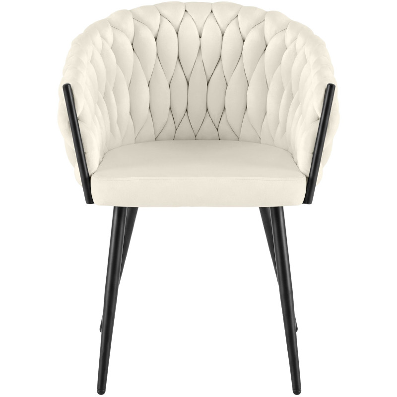 Chaise de salle à manger Molise en velours crème