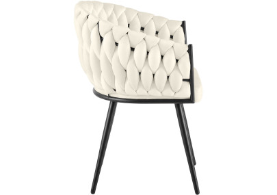 Chaise de salle à manger Molise en velours crème