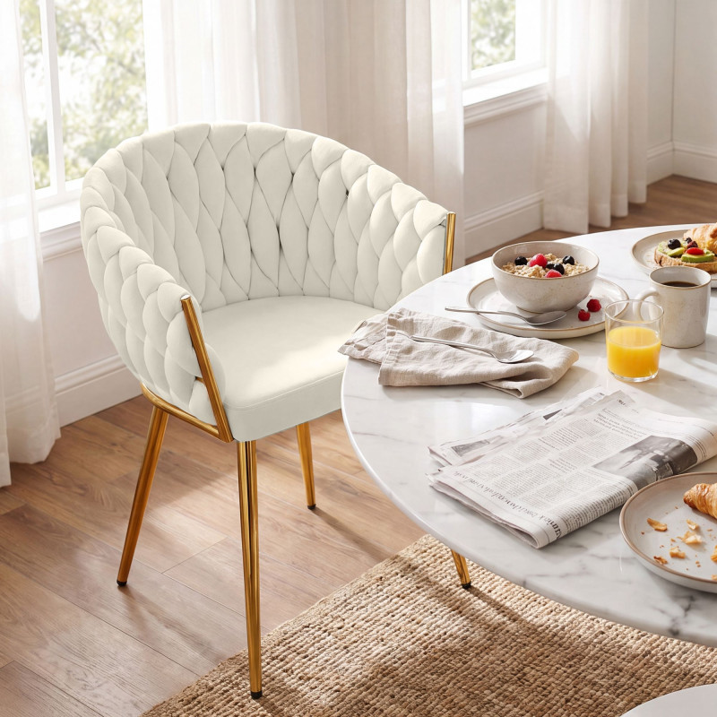 Chaise de salle à manger Molise, or crème