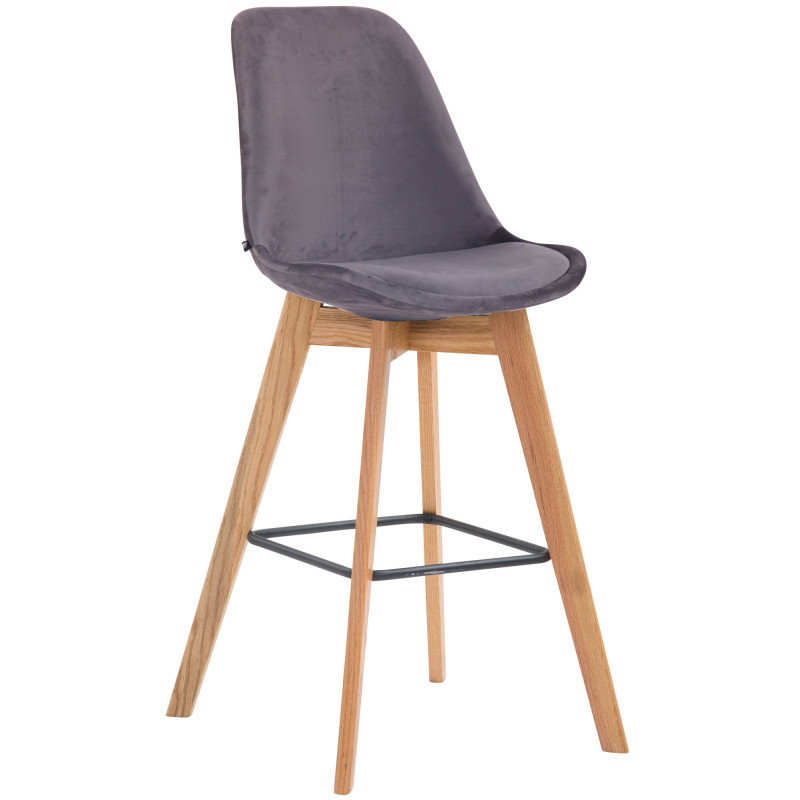 Tabouret de bar Metz en velours gris foncé naturel