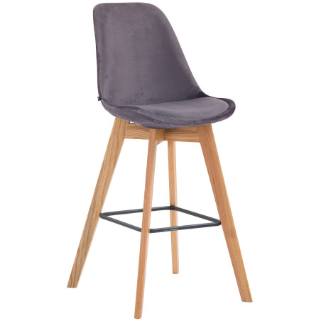 Tabouret de bar Metz en velours gris foncé naturel