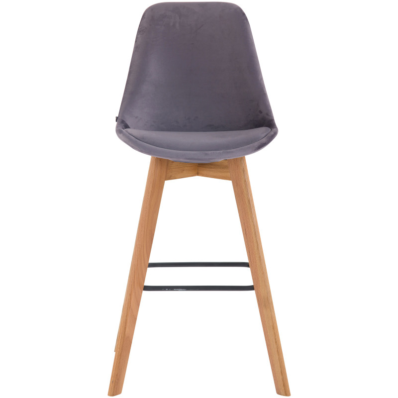 Tabouret de bar Metz en velours gris foncé naturel