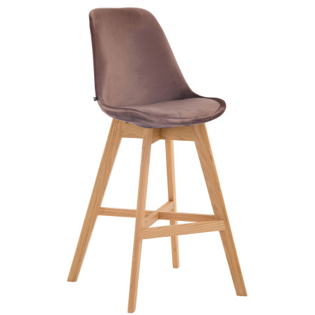 Sgabello da bar Cannes in velluto, marrone naturale