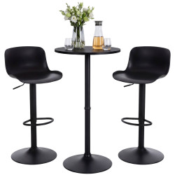 Set tavolo e sedie da bar 2 pezzi, plastica velluto, nero