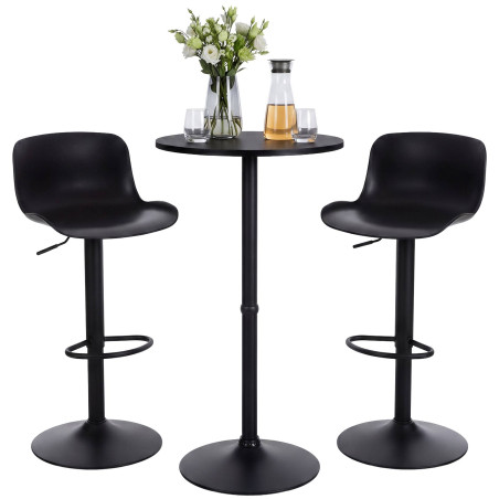 Set tavolo e sedie da bar 2 pezzi, plastica velluto, nero