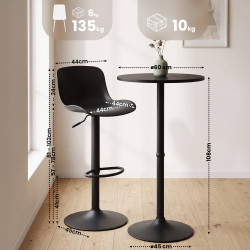 Set tavolo e sedie da bar 2 pezzi, plastica velluto, nero