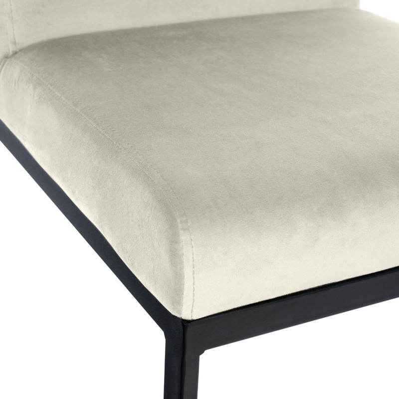 Insieme di 2 sgabelli da bar Hopewell in velluto, colore crema