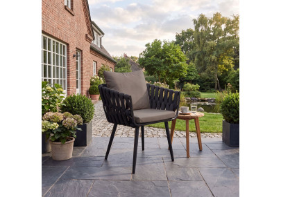 Sedia da giardino Lombardia antracite con cuscino grigio