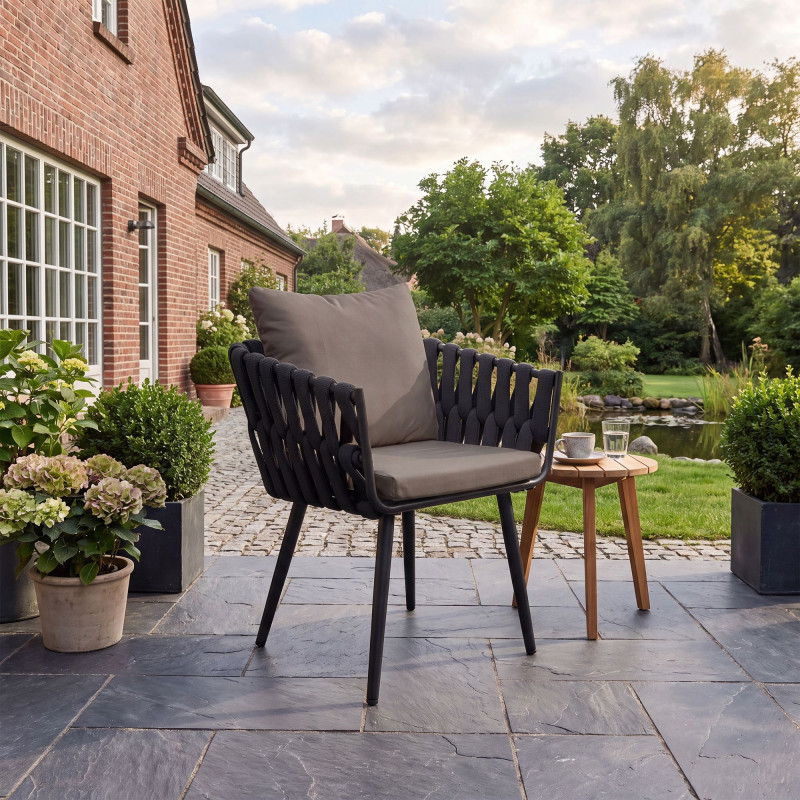 Sedia da giardino Lombardia antracite con cuscino grigio