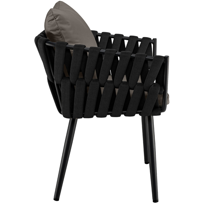 Chaise de jardin Lombardia anthracite avec coussin d'assise gris