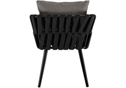 Chaise de jardin Lombardia anthracite avec coussin d'assise gris