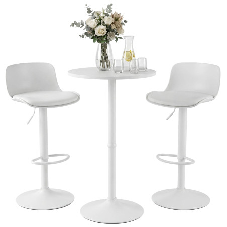 Set tavolo e sedie da bar 2 pezzi, similpelle di velluto, bianco