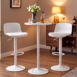 Ensemble table et chaises de bar 2 pièces, similicuir velours, blanc