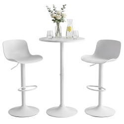 Set tavolo e sedie da bar 2 pezzi, plastica velluto, bianco