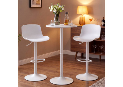 Set tavolo e sedie da bar 2 pezzi, plastica velluto, bianco