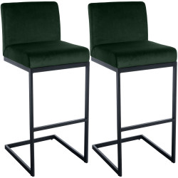 Ensemble de 2 tabourets de bar Hopewell en velours vert