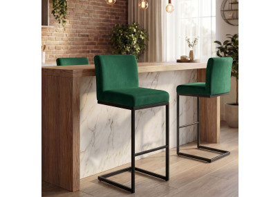Ensemble de 2 tabourets de bar Hopewell en velours vert