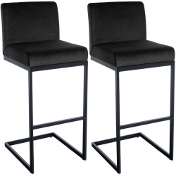 Set di 2 sgabelli da bar Hopewell in velluto nero