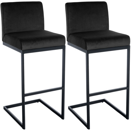 Set di 2 sgabelli da bar Hopewell in velluto nero