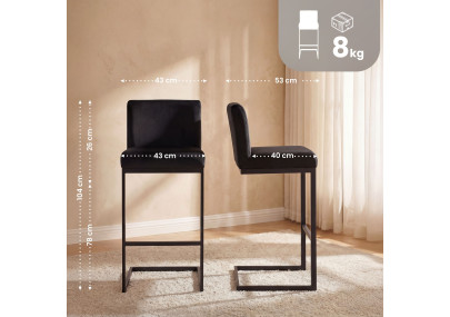 Lot de 2 tabourets de bar Hopewell en velours noir
