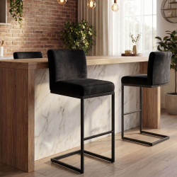 Set di 2 sgabelli da bar Hopewell in velluto nero