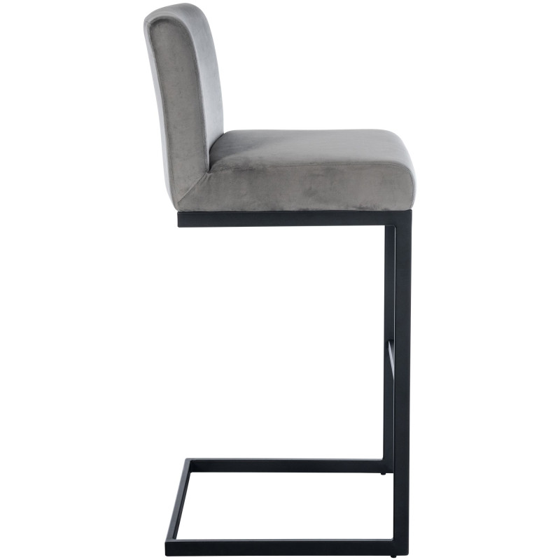 Set di 2 sgabelli da bar Hopewell in velluto, grigio