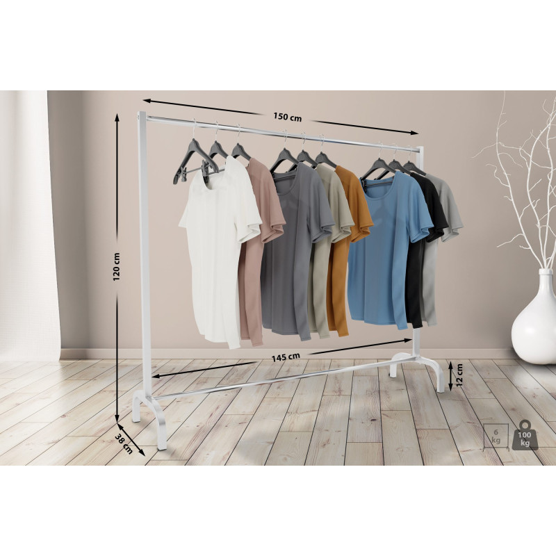 Portant à vêtements Lara 150x38x120 acier inoxydable
