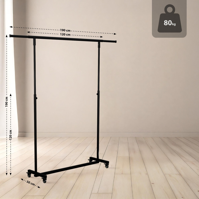 Portant à vêtements pliable Soran 120x50x188 noir