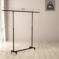 Portant à vêtements pliable Soran 150x50x188 noir