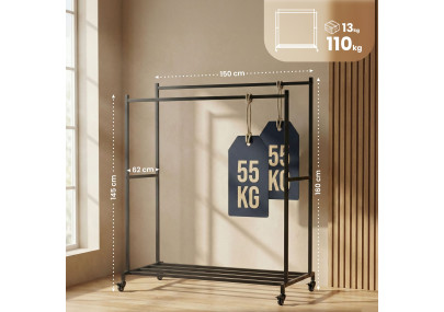Porta Ropa Lieska 150 cm Negro