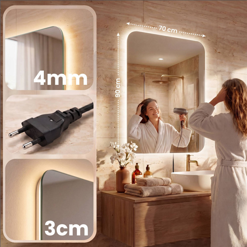 Miroir de salle de bain Ariva 70x90 cm verre clair