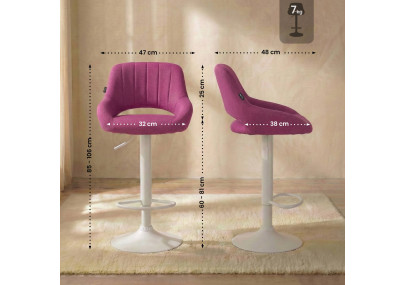 Sgabello Milet Tessuto viola,bianco