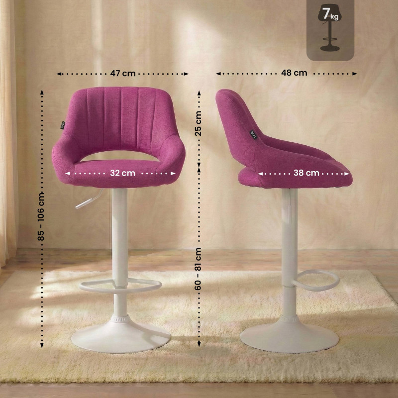 Sgabello Milet Tessuto viola,bianco