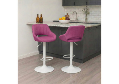 Tabouret de bar Milet, tissu blanc violet
