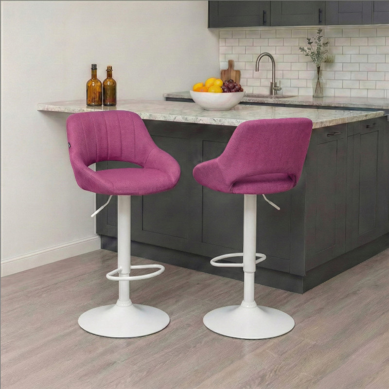 Sgabello Milet Tessuto viola,bianco