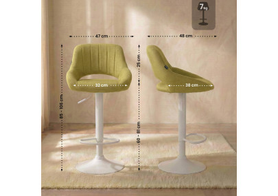 Tabouret de bar Milet, tissu blanc vert