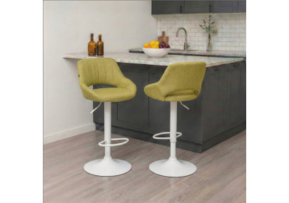 Sgabello Milet Tessuto verde,bianco