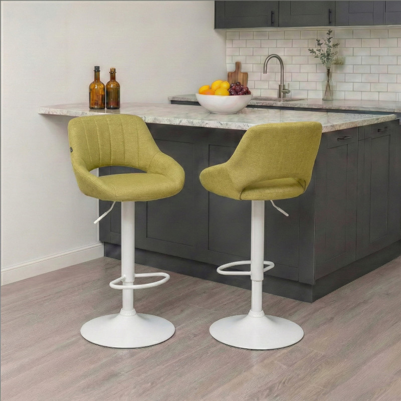 Sgabello Milet Tessuto verde,bianco