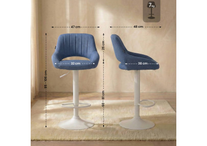 Sgabello Milet Tessuto blu,bianco