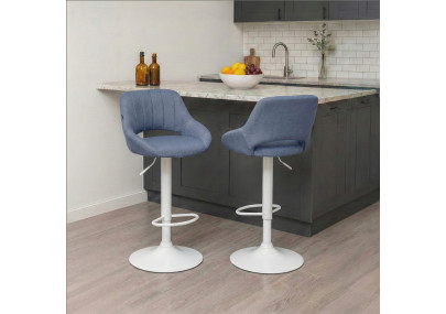 Sgabello Milet Tessuto blu,bianco